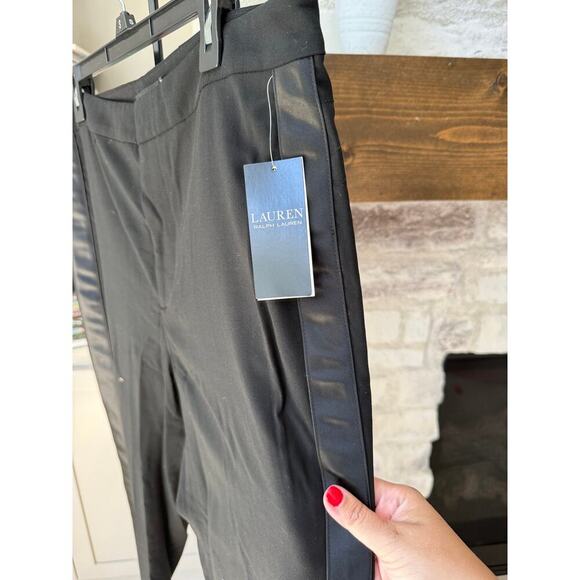 Lauren Ralph Lauren Women's Black Side-Stripe Wool Crepe Pants Size 12 - Picture 5 of 8